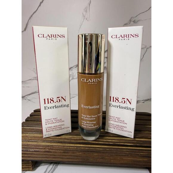 Clarins Other - Clarins Everlasting Matte Foundation 118.5N Chocolate – New in Box Lot of 2